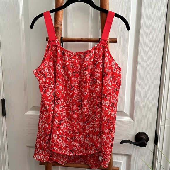 Lane Bryant Scoop Neck Cami, Red Floral & Fuchsia Floral. Size 20 NWOT - Picture 8 of 14